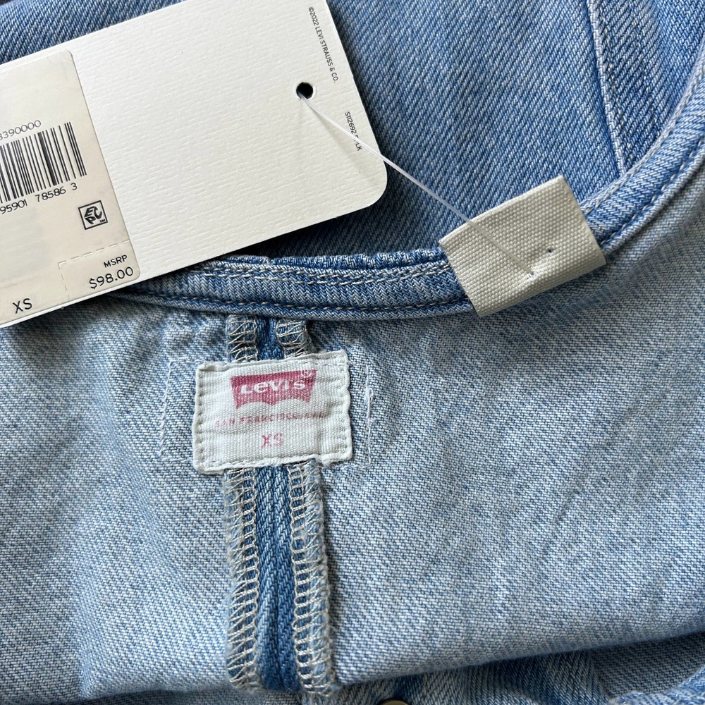 Levi's Alek Denim Romper Button Front NWT Size XS Light Wash $98 Vintage Style - Picture 3 of 4